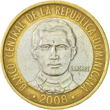 Dominican Republic, 5 Pesos, 2008, AU(50-53), Bi-Metallic, KM:89
