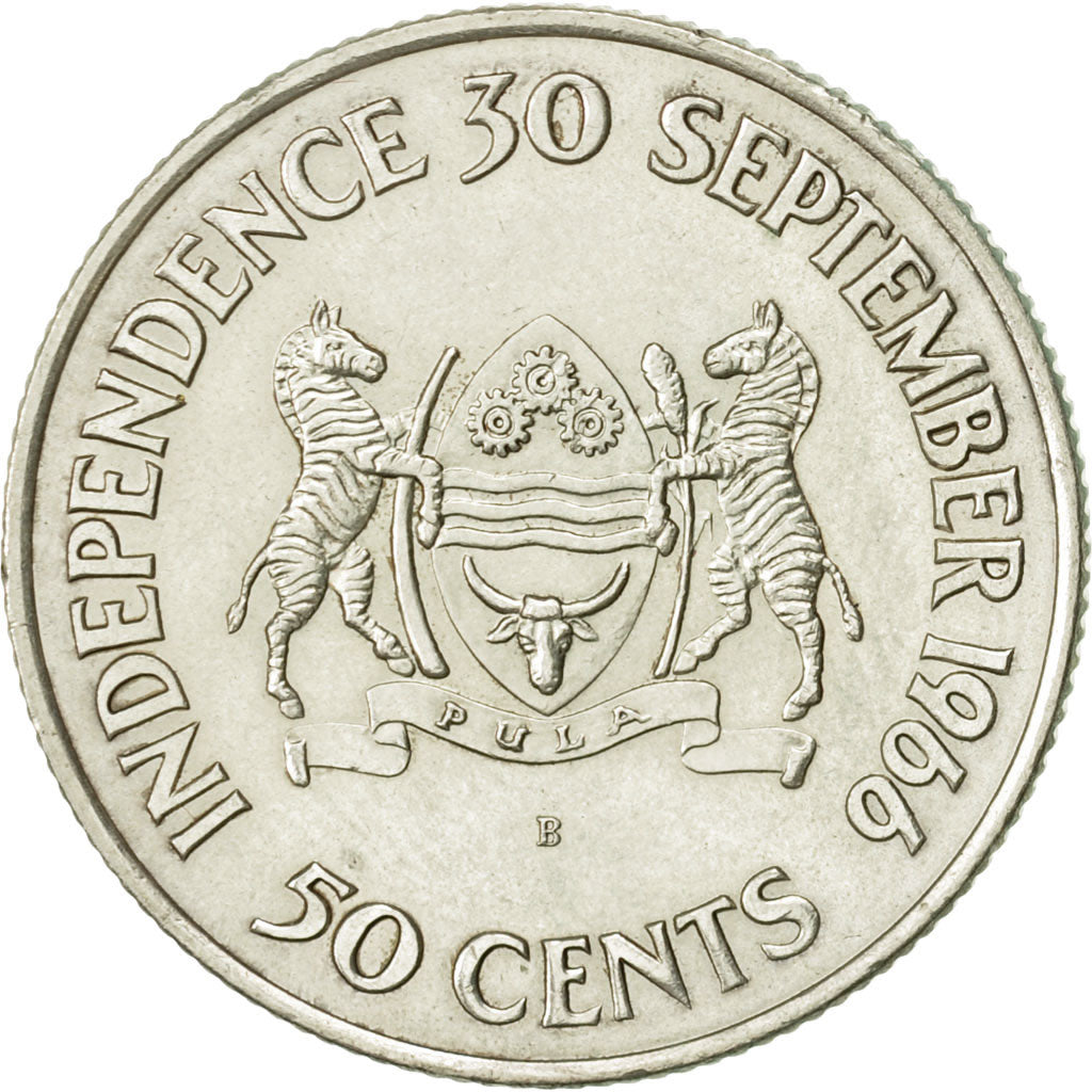 Botswana, 50 Cents, 1966, Berne, Switzerland, AU(55-58), Silver, KM:1