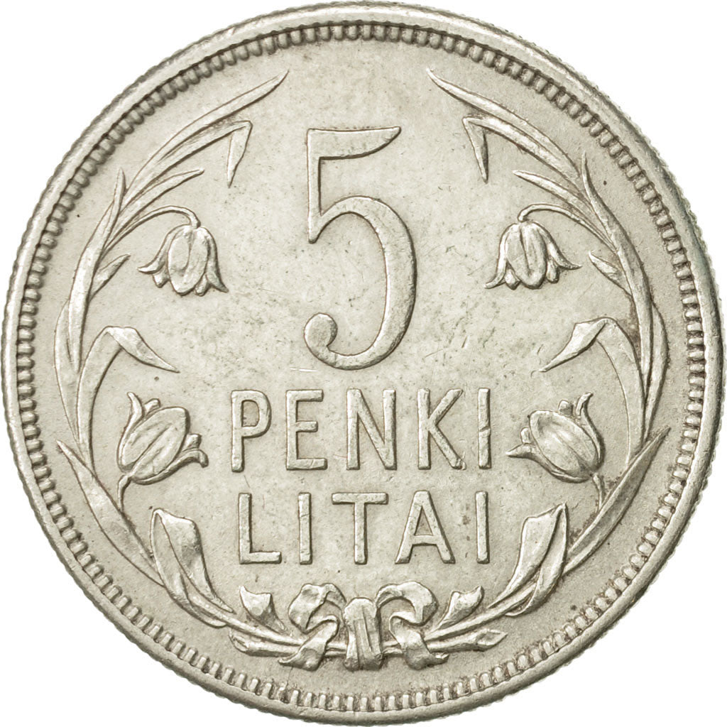 Coin, Lithuania, 5 Litai, 1925, King's Norton, AU(50-53), Silver, KM:78