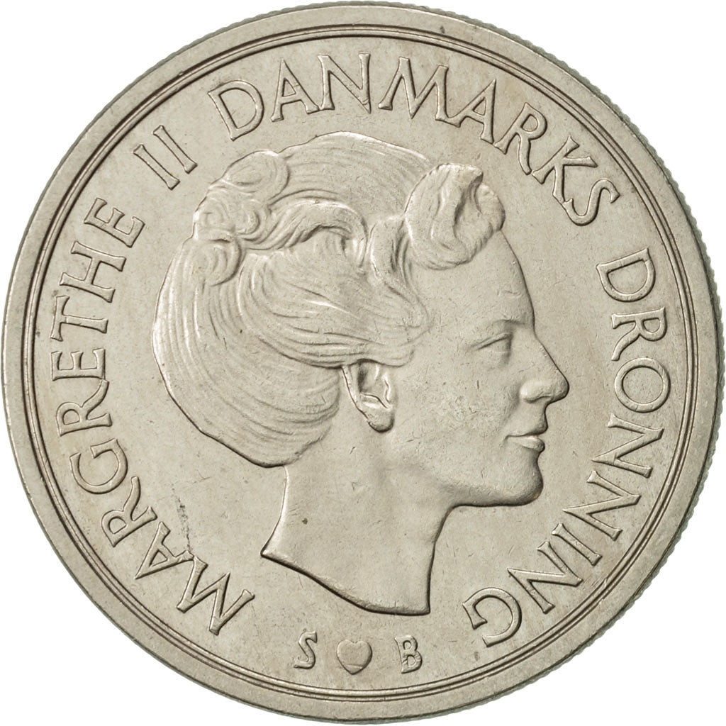Coin, Denmark, Margrethe II, 5 Kroner, 1976, Copenhagen, AU(55-58)