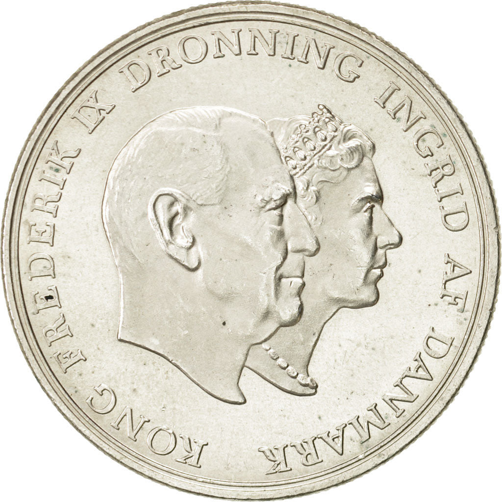 Coin, Denmark, Frederik IX, 5 Kroner, 1960, Copenhagen, AU(55-58), Silver