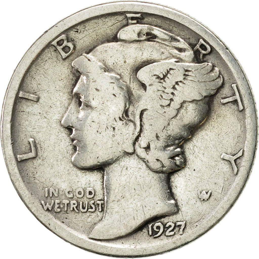 Moneta, Stati Uniti, Mercury Dime, Dime, 1927, U.S. Mint, Philadelphia, MB+