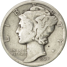 Stati Uniti, Mercury Dime, Dime, 1938, U.S. Mint, Philadelphia, MB+, Argento
