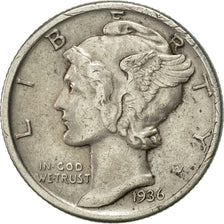 Coin, United States, Mercury Dime, Dime, 1936, U.S. Mint, Philadelphia