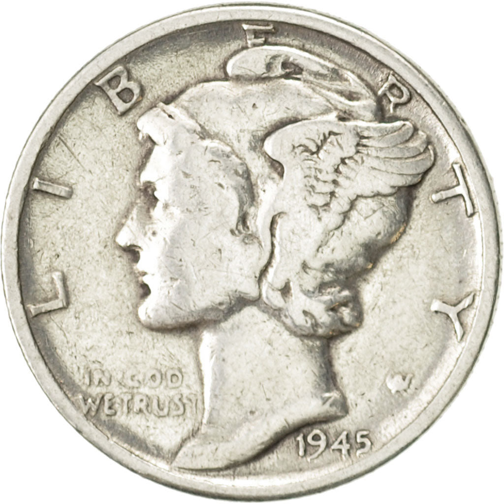 Coin, United States, Mercury Dime, Dime, 1945, U.S. Mint, Philadelphia