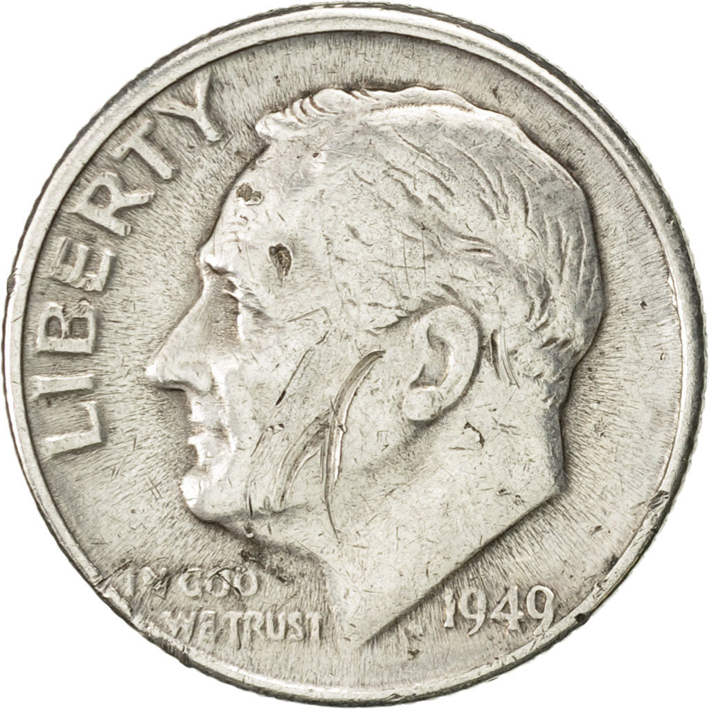 United States, Roosevelt Dime, Dime, 1949, U.S. Mint, Denver, EF(40-45), Silver