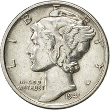 Stati Uniti, Mercury Dime, Dime, 1941, U.S. Mint, Philadelphia, BB+, Argento