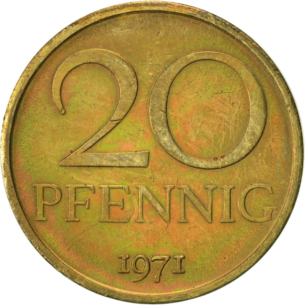 Munten, DUITSE DEMOCRATISCHE REPUBLIEK, 20 Pfennig, 1971, Berlin, ZF, Tin, KM:11