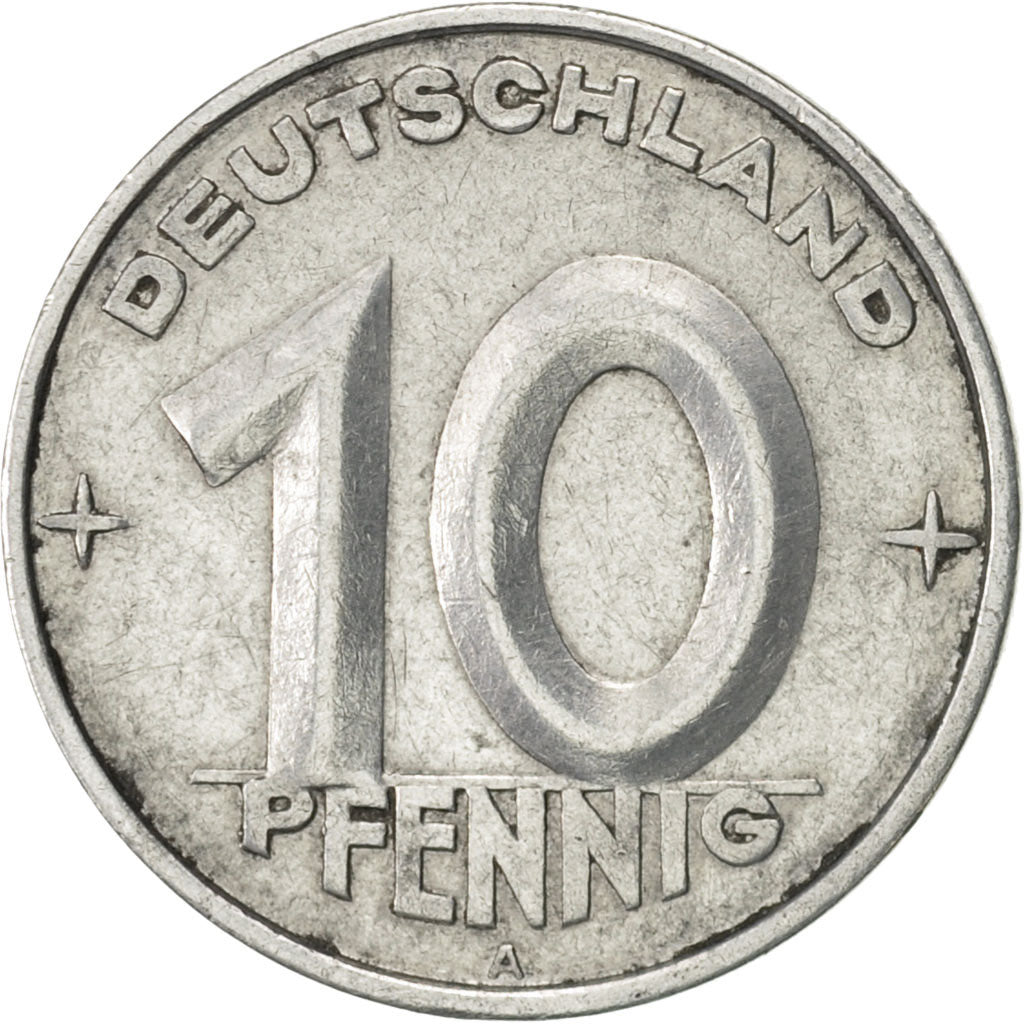 GERMAN-DEMOCRATIC REPUBLIC, 10 Pfennig, 1952, Berlin, EF(40-45), Aluminum, KM:7