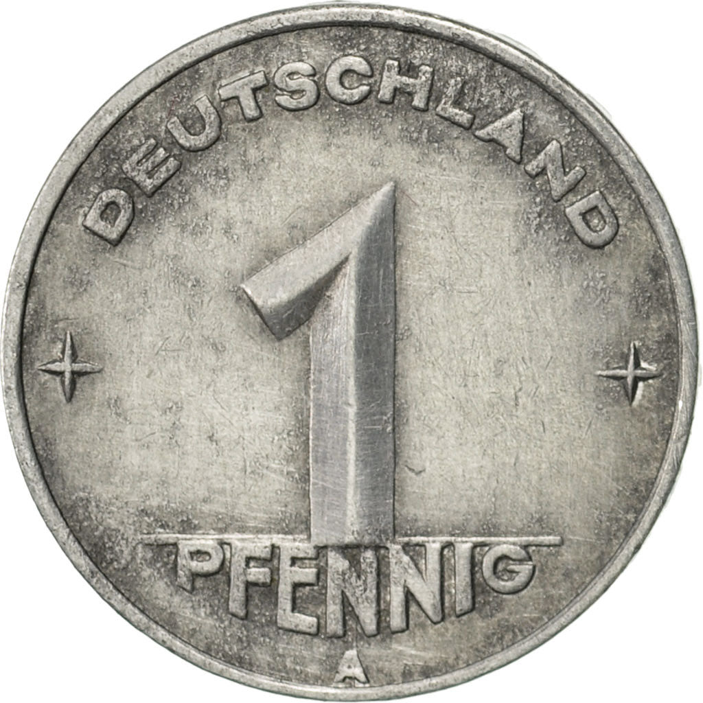 Moneta, REPUBBLICA DEMOCRATICA TEDESCA, Pfennig, 1948, Berlin, BB+, Alluminio