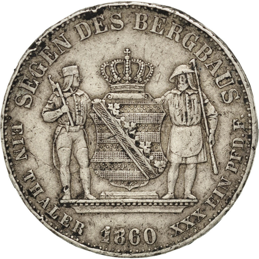 GERMAN STATES, Thaler, 1860, Dresde, KM #1199, EF(40-45), Silver, 18.46