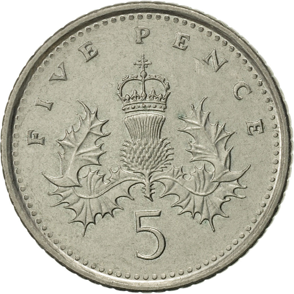 Coin, Great Britain, Elizabeth II, 5 Pence, 1994, AU(55-58), Copper-nickel