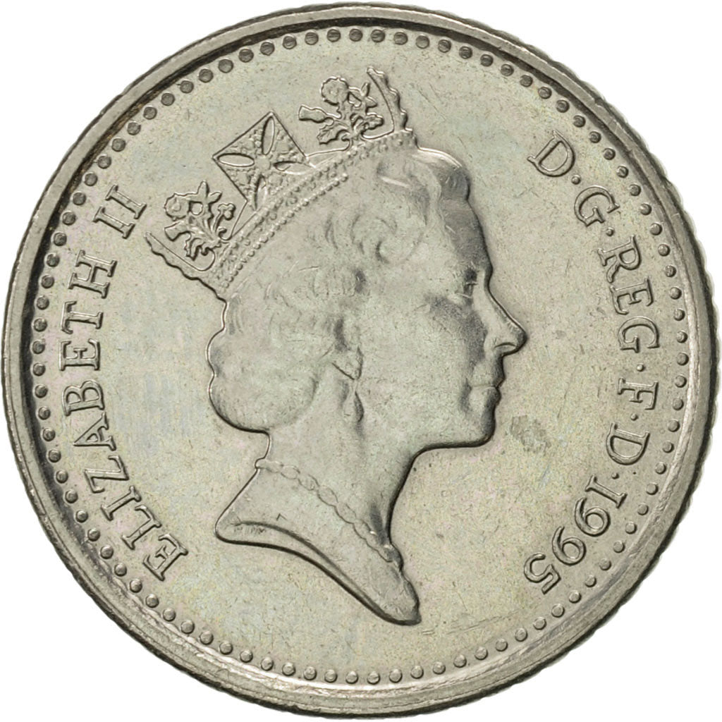 Coin, Great Britain, Elizabeth II, 5 Pence, 1995, AU(55-58), Copper-nickel
