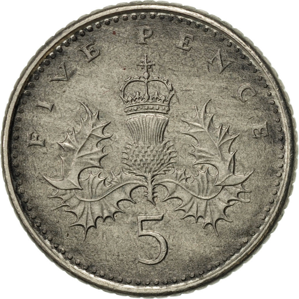 Coin, Great Britain, Elizabeth II, 5 Pence, 1991, AU(55-58), Copper-nickel