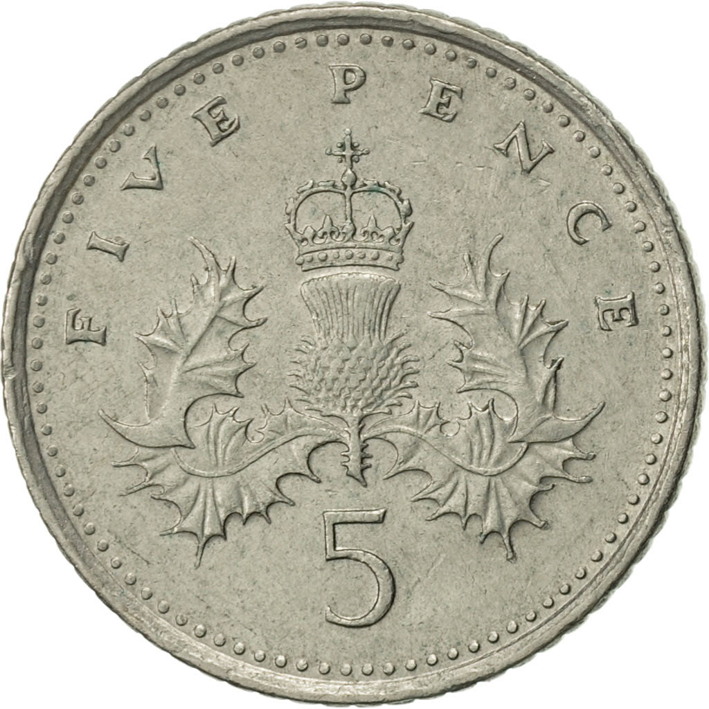 Coin, Great Britain, Elizabeth II, 5 Pence, 1992, AU(55-58), Copper-nickel