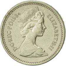 Great Britain, Elizabeth II, Pound, 1984, AU(55-58), Nickel-brass, KM:934