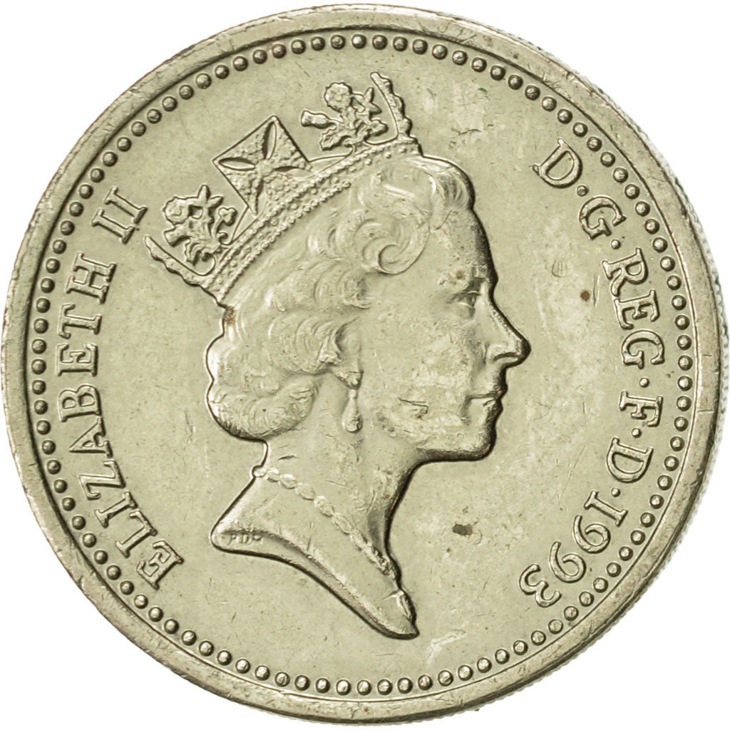 Coin, Great Britain, Elizabeth II, Pound, 1993, AU(55-58), Nickel-brass, KM:964