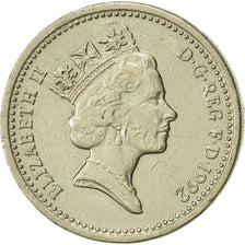 Great Britain, Elizabeth II, Pound, 1992, AU(55-58), Nickel-brass, KM:948