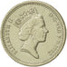 Great Britain, Elizabeth II, Pound, 1992, AU(55-58), Nickel-brass, KM:948
