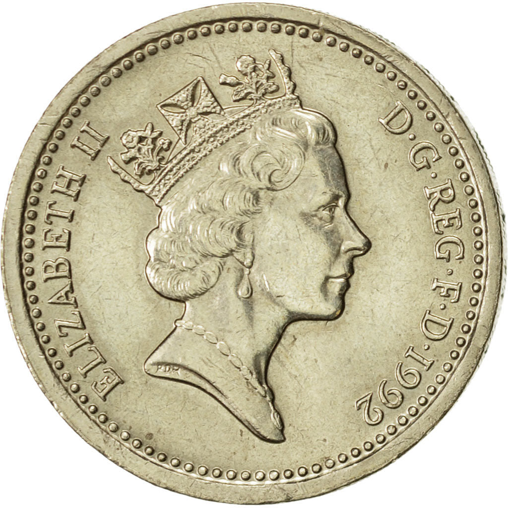 Coin, Great Britain, Elizabeth II, Pound, 1992, AU(55-58), Nickel-brass, KM:948