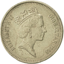 Gibraltar, Elizabeth II, Pound, 1988, AU(50-53), Nickel-brass, KM:18