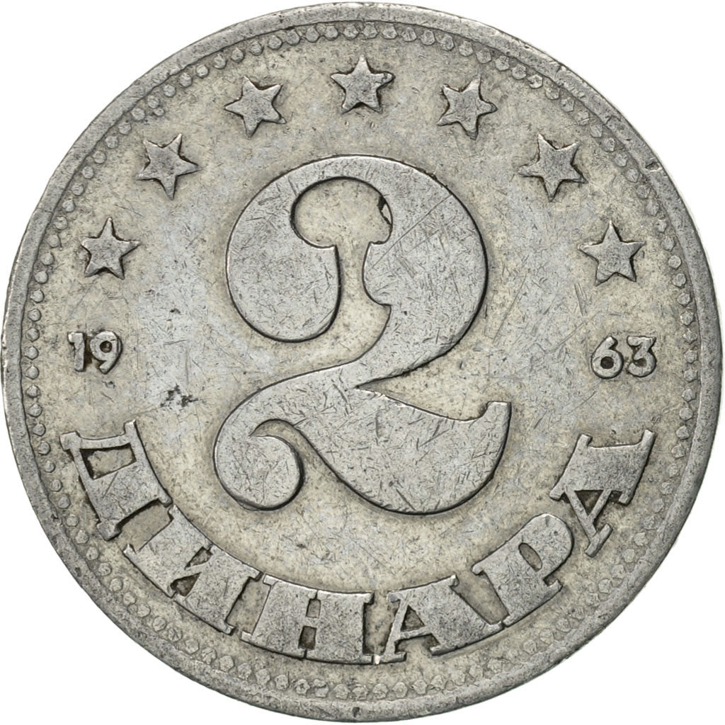 Coin, Yugoslavia, 2 Dinara, 1963, AU(50-53), Aluminum, KM:37