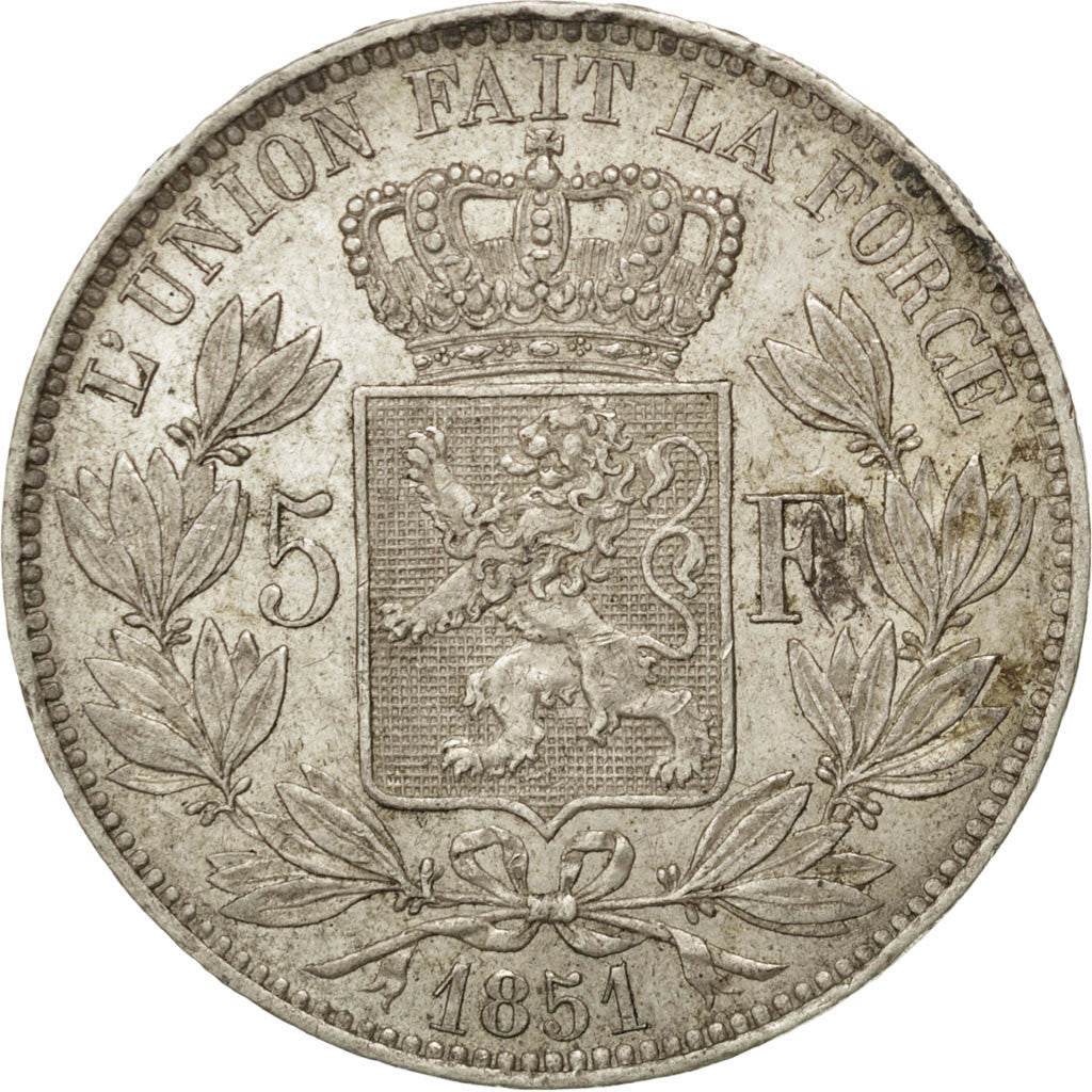 Monnaie, Belgique, Leopold I, 5 Francs, 5 Frank, 1851, Bruxelles, TTB+, Argent