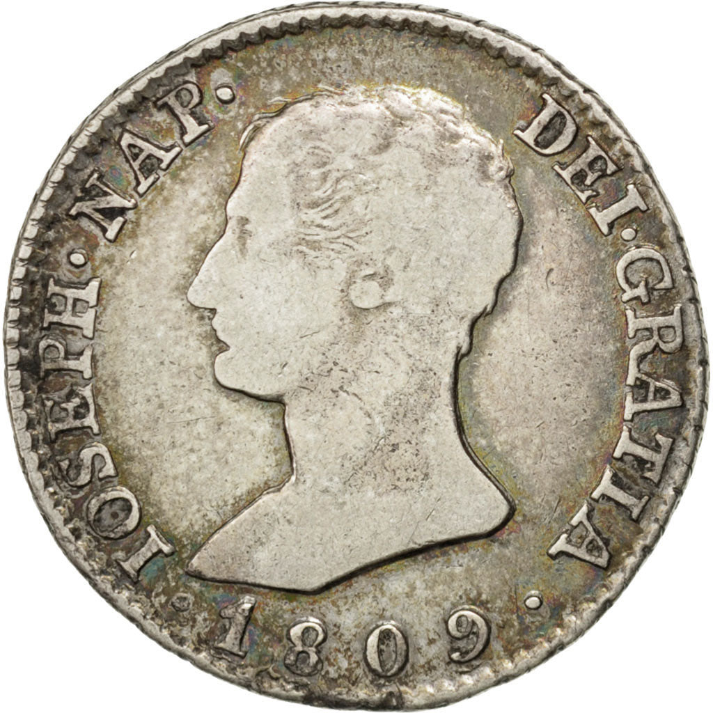 SPAIN, 4 Reales, 1809, KM #540.1, EF(40-45), Silver, 5.53