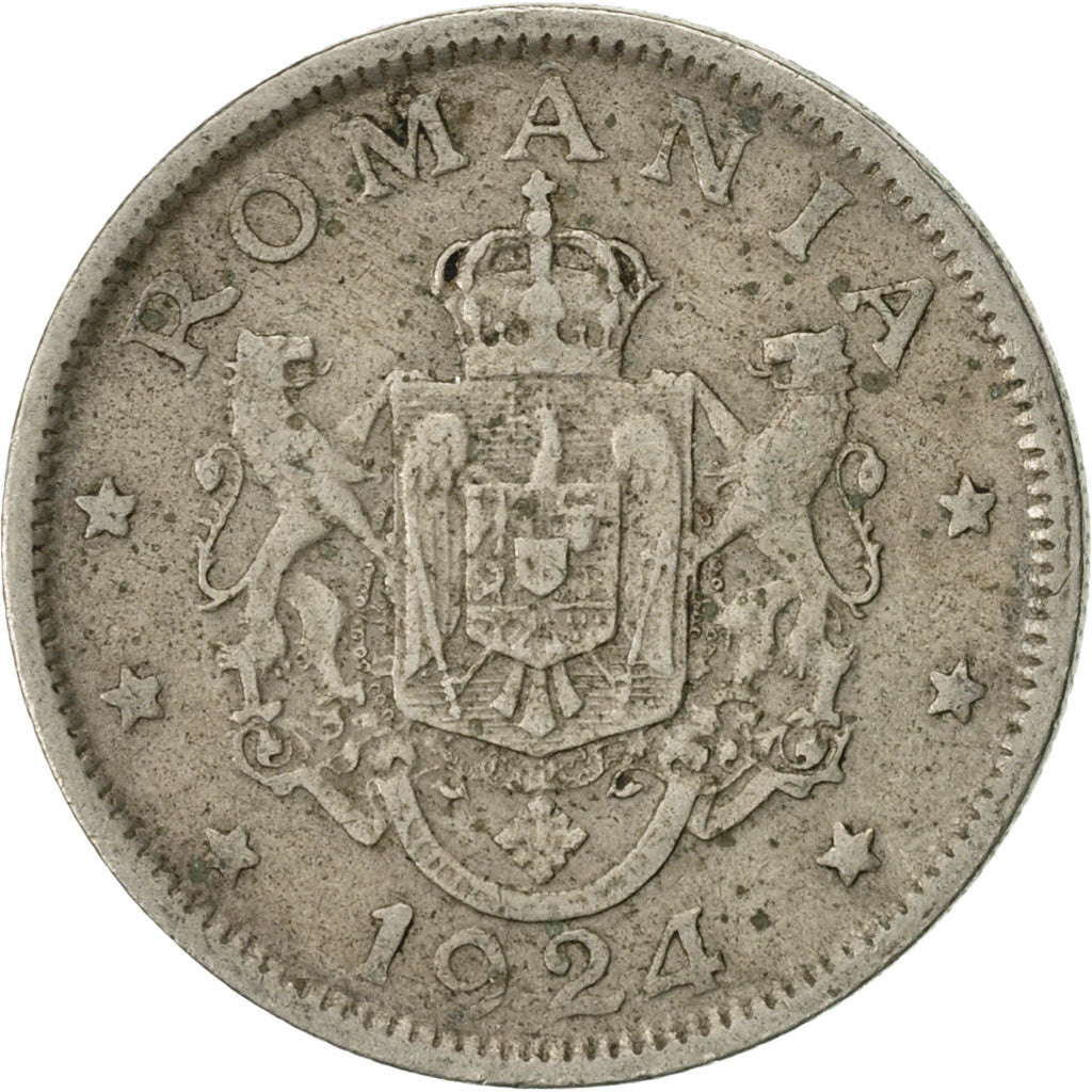 Coin, Romania, Ferdinand I, 2 Lei, 1924, EF(40-45), Copper-nickel, KM:47