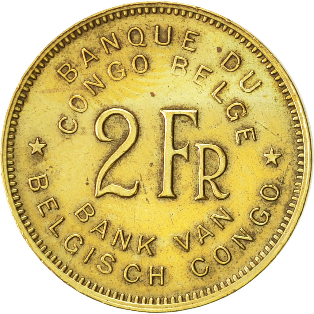Belgian Congo, 2 Francs, 1946, EF(40-45), Brass, KM:28