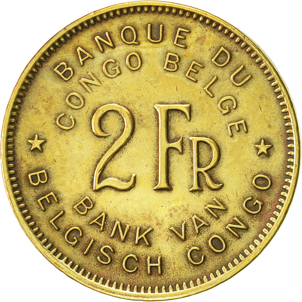 Belgian Congo, 2 Francs, 1947, EF(40-45), Brass, KM:28