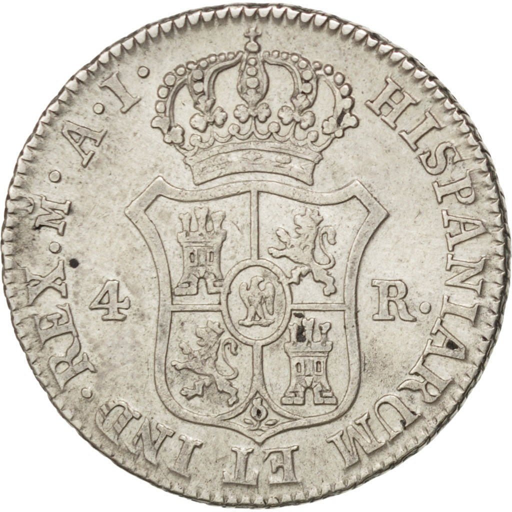 SPAIN, 4 Reales, 1810, Madrid, KM #540.1, AU(50-53), Silver, 5.99