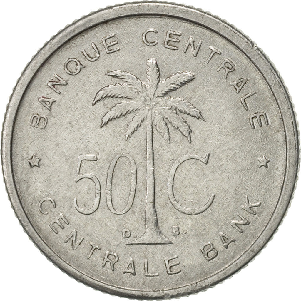Belgian Congo, RUANDA-URUNDI, 50 Centimes, 1954, EF(40-45), Aluminum, KM:2
