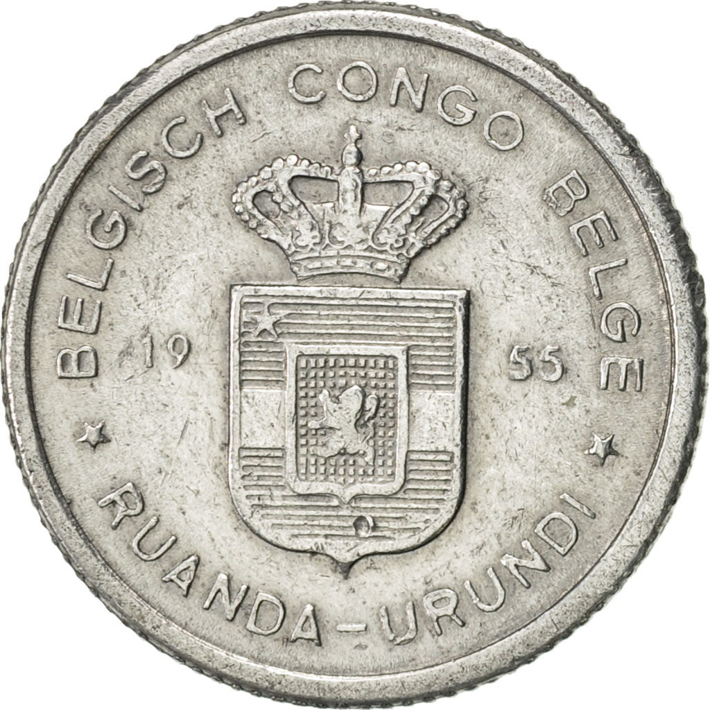 Belgian Congo, RUANDA-URUNDI, 50 Centimes, 1955, EF(40-45), Aluminum, KM:2