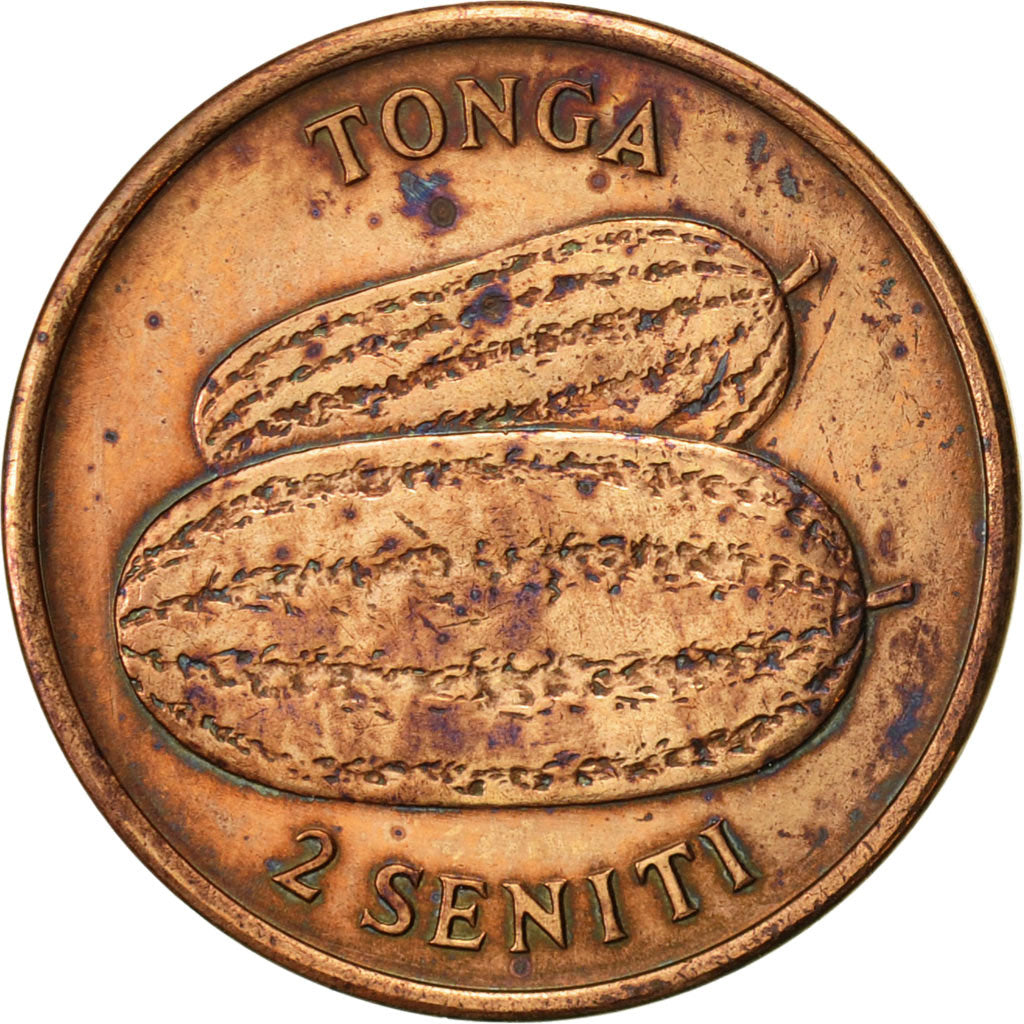 Moneta, Tonga, King Taufa'ahau Tupou IV, 2 Seniti, 1975, BB, Bronzo, KM:43