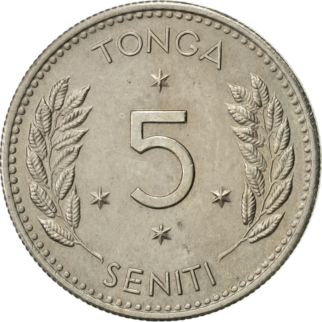 Tonga, King Taufa'ahau Tupou IV, 5 Seniti, 1968, SPL-, Rame-nichel, KM:29