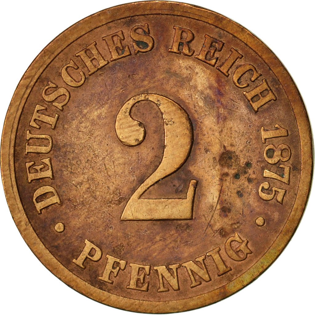 Coin, GERMANY - EMPIRE, Wilhelm I, 2 Pfennig, 1875, Vienne, VF(20-25), Copper