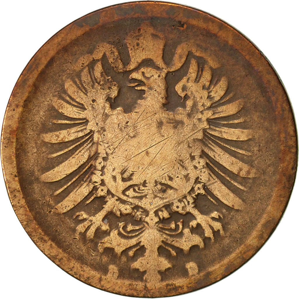 Coin, GERMANY - EMPIRE, Wilhelm I, 2 Pfennig, 1876, Munich, VF(20-25), Copper