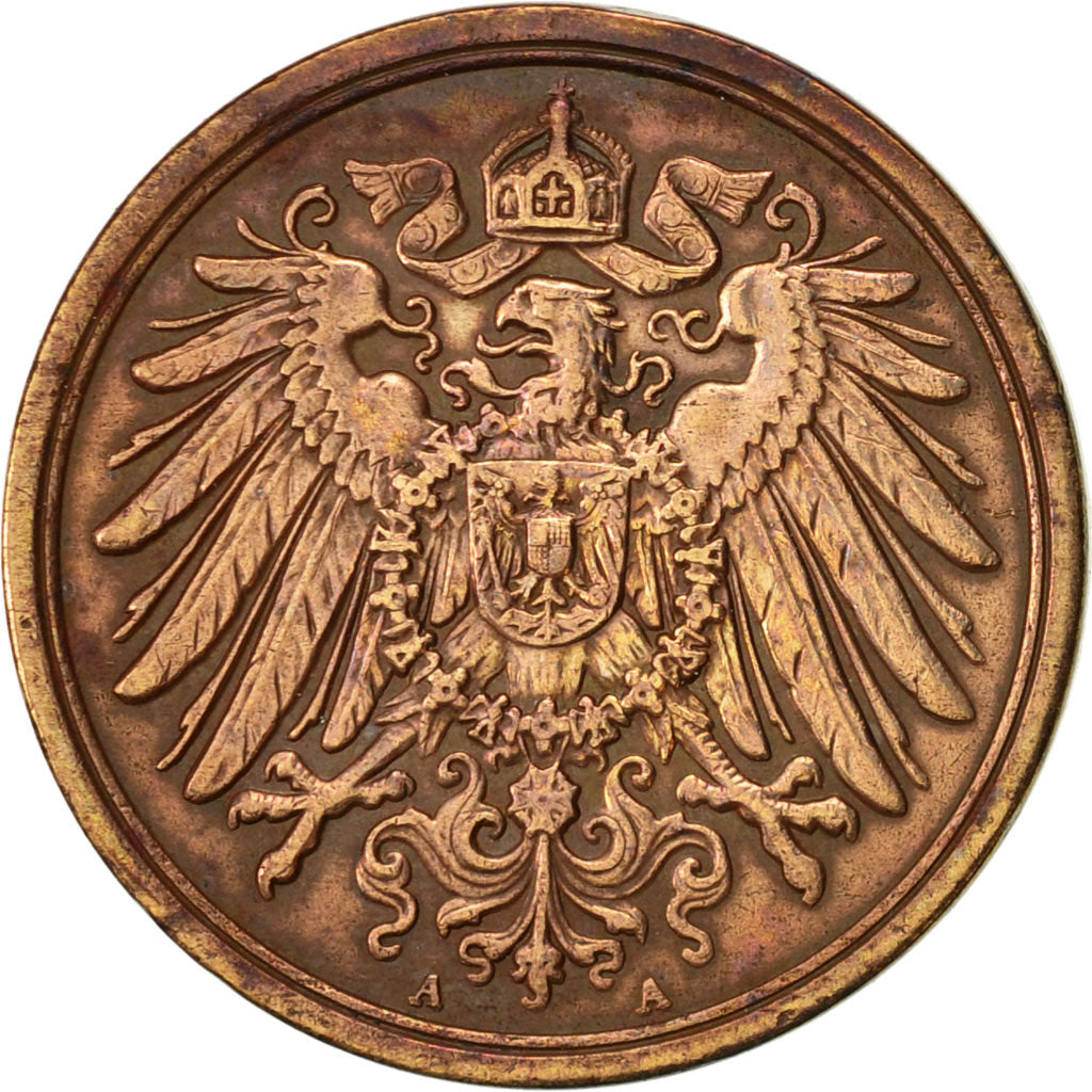 Coin, GERMANY - EMPIRE, Wilhelm II, 2 Pfennig, 1907, Berlin, EF(40-45), Copper