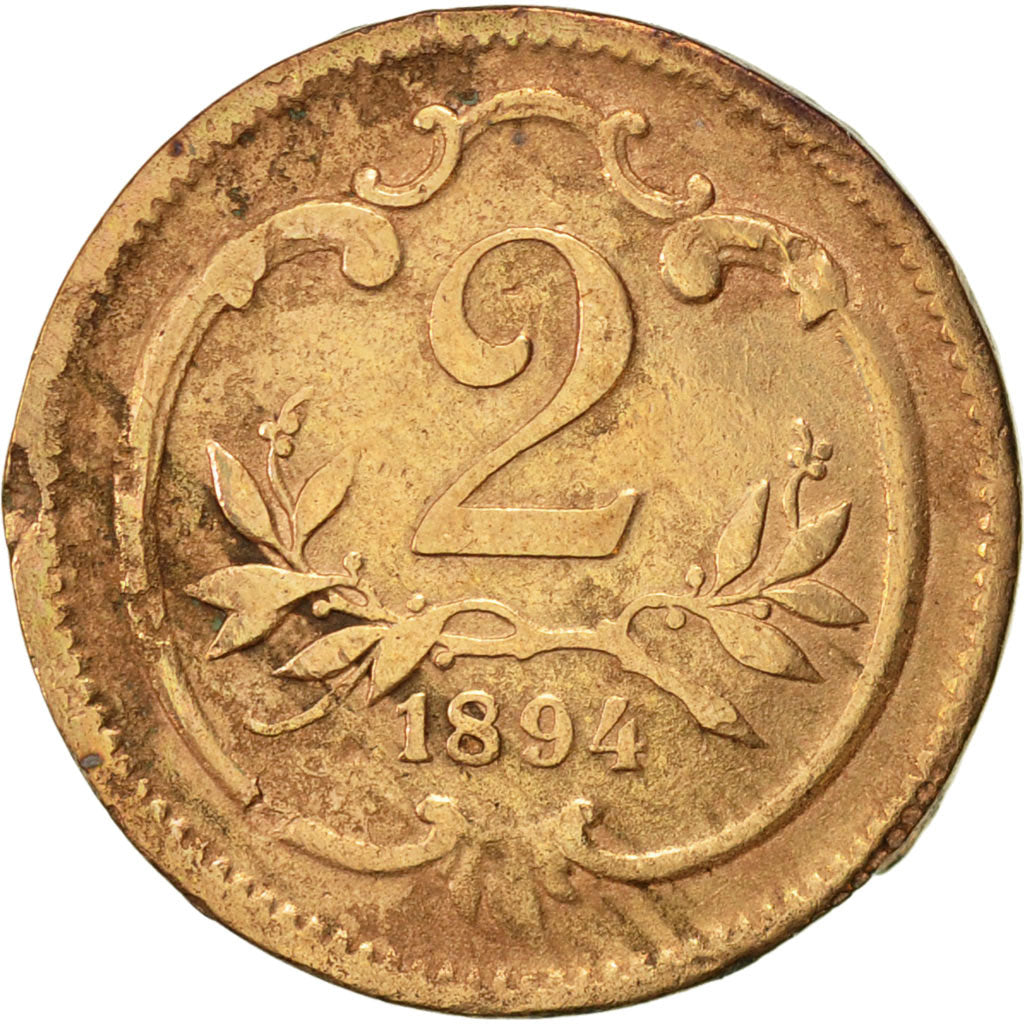 Monnaie, Autriche, Franz Joseph I, 2 Heller, 1894, TB+, Bronze, KM:2801