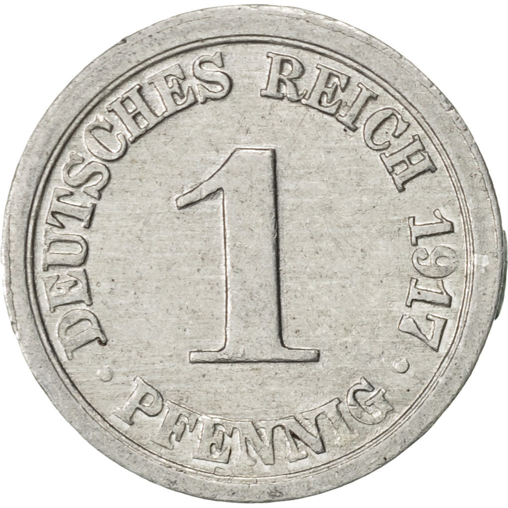 GERMANY - EMPIRE, Wilhelm II, Pfennig, 1917, Stuttgart, EF(40-45), Aluminum