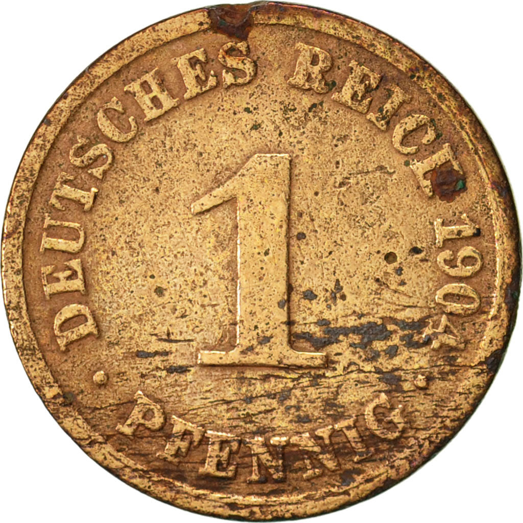 Moneta, GERMANIA - IMPERO, Wilhelm II, Pfennig, 1904, Berlin, MB+, Rame, KM:10