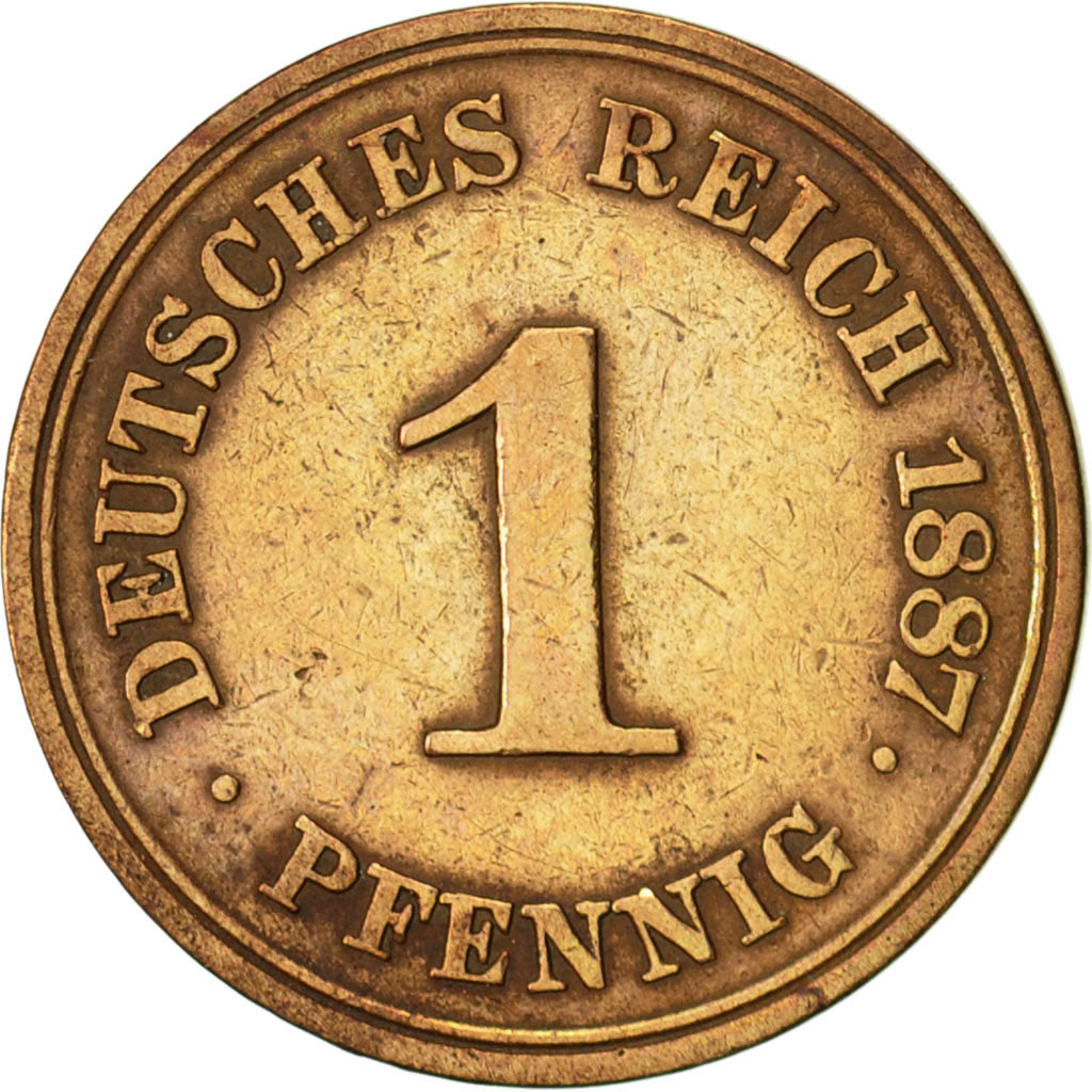 GERMANY - EMPIRE, Wilhelm I, Pfennig, 1887, Berlin, VF(30-35), Copper, KM:1