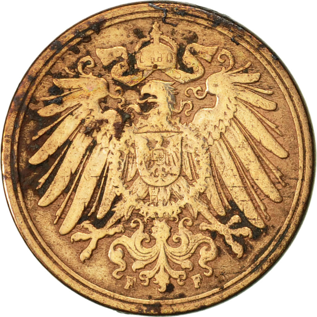 Moneta, NIEMCY - IMPERIUM, Wilhelm II, Pfennig, 1896, Stuttgart, EF(40-45)