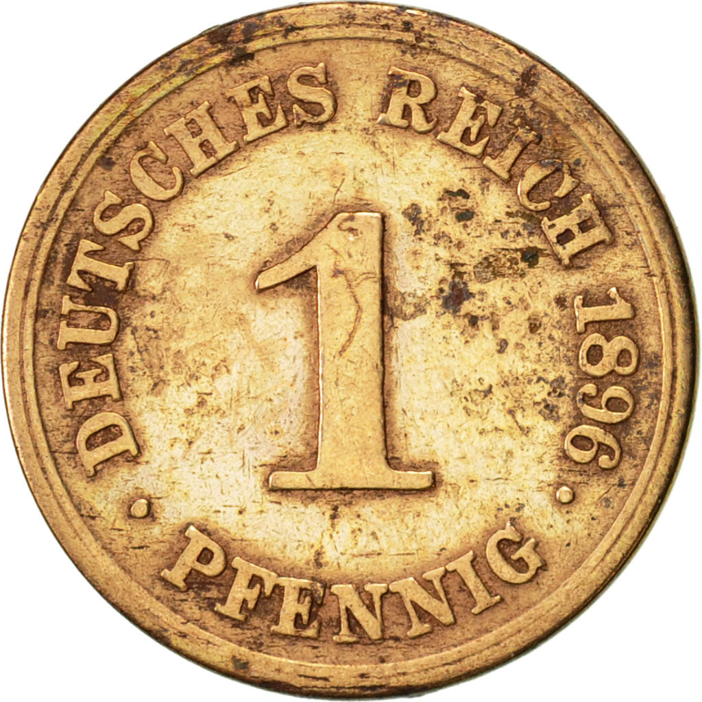 Moneta, NIEMCY - IMPERIUM, Wilhelm II, Pfennig, 1896, Stuttgart, EF(40-45)