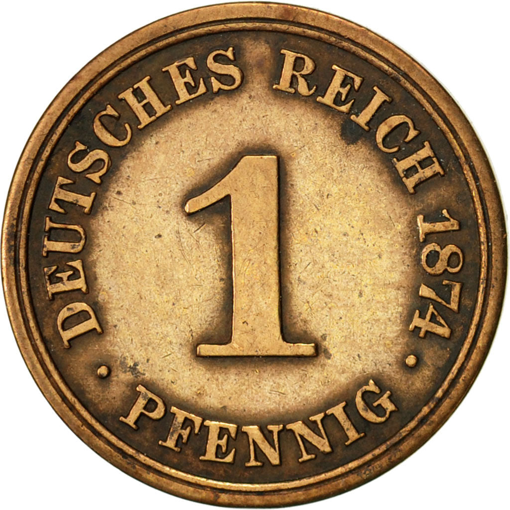 Coin, GERMANY - EMPIRE, Wilhelm I, Pfennig, 1874, Berlin, EF(40-45), Copper
