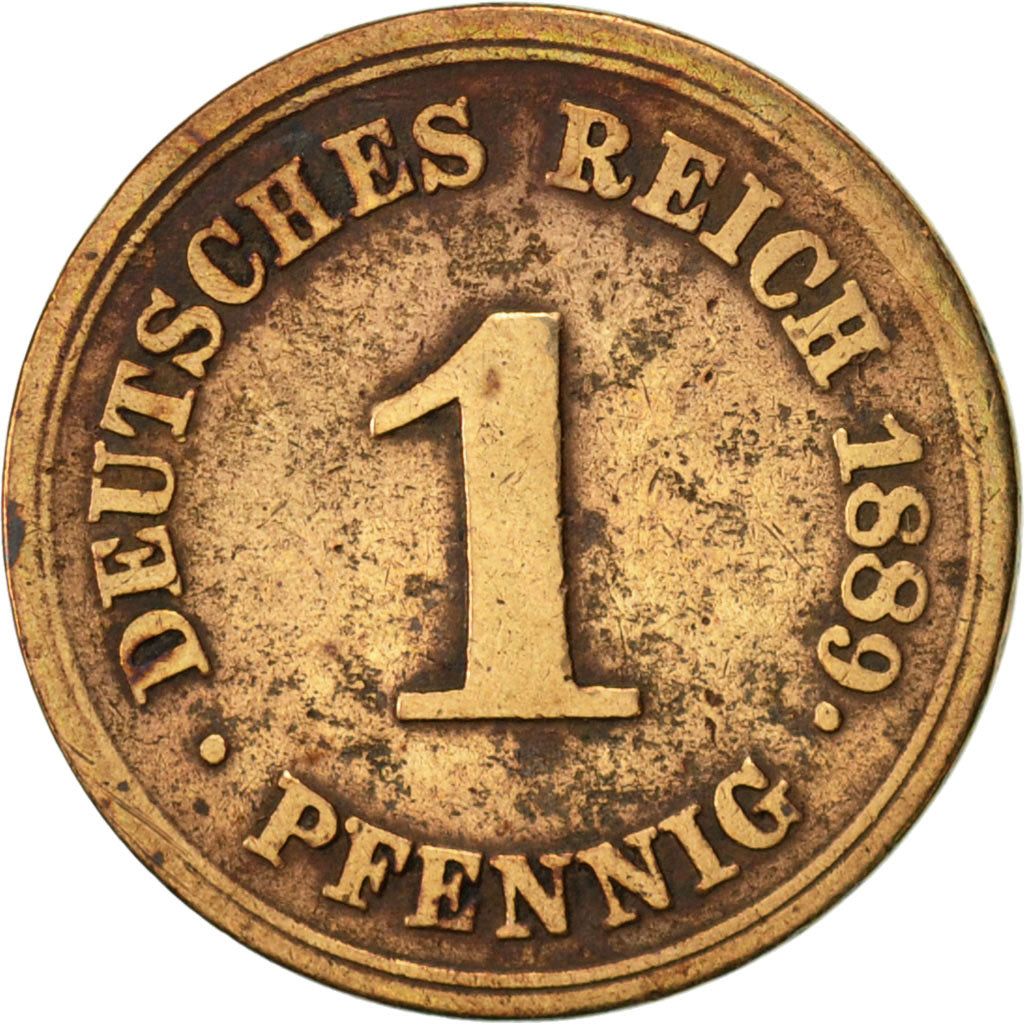 Coin, GERMANY - EMPIRE, Wilhelm I, Pfennig, 1889, Muldenhütten, EF(40-45)