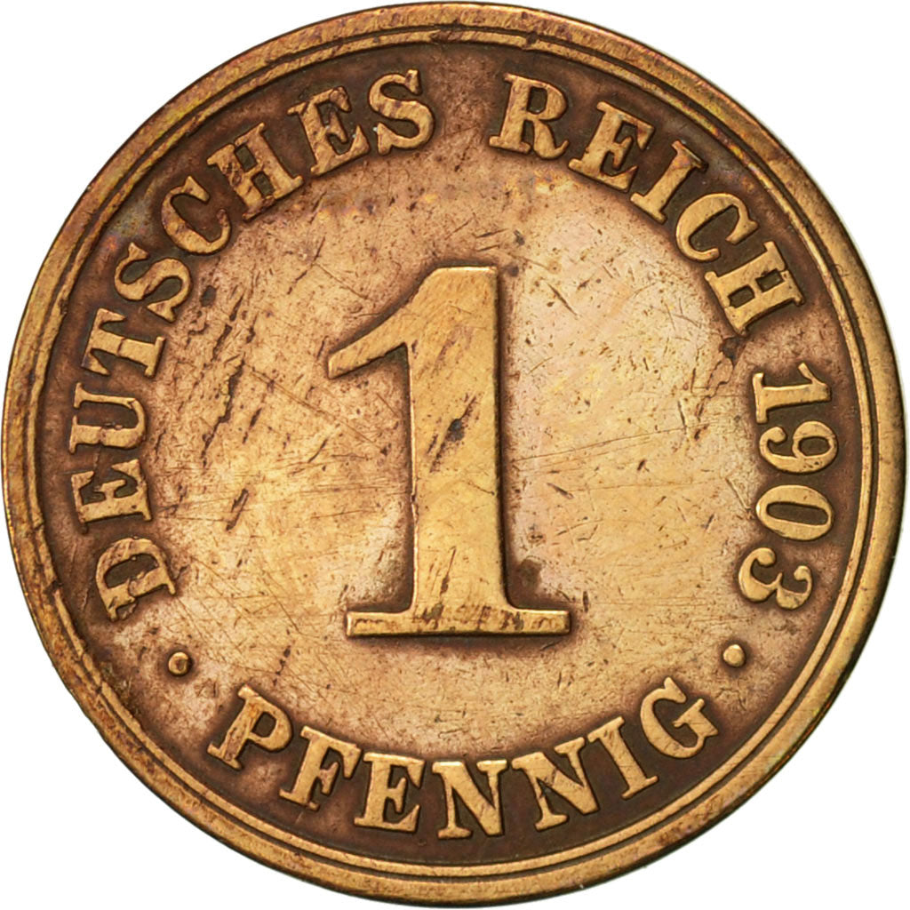 Coin, GERMANY - EMPIRE, Wilhelm II, Pfennig, 1903, Berlin, EF(40-45), Copper