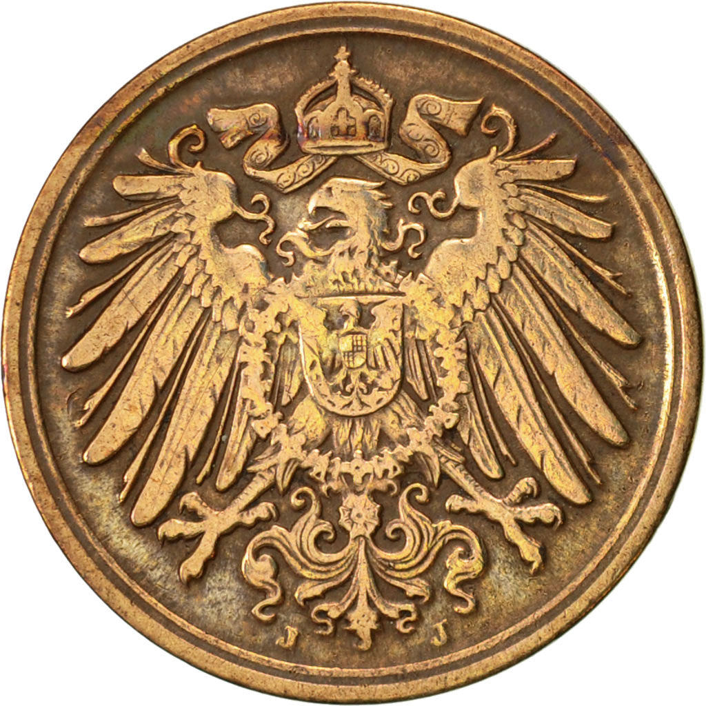 Moneta, GERMANIA - IMPERO, Wilhelm II, Pfennig, 1905, Hamburg, BB, Rame, KM:10