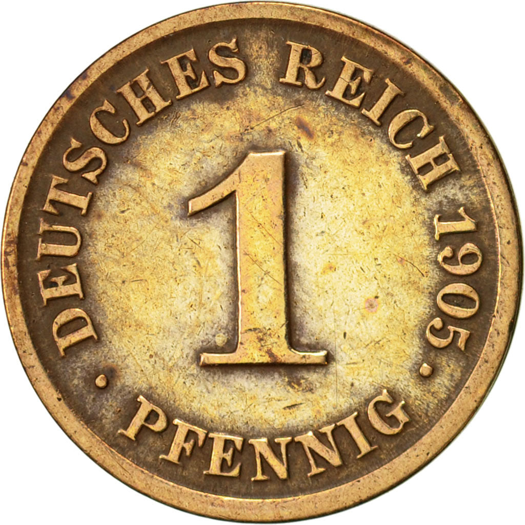 Moneta, GERMANIA - IMPERO, Wilhelm II, Pfennig, 1905, Hamburg, BB, Rame, KM:10